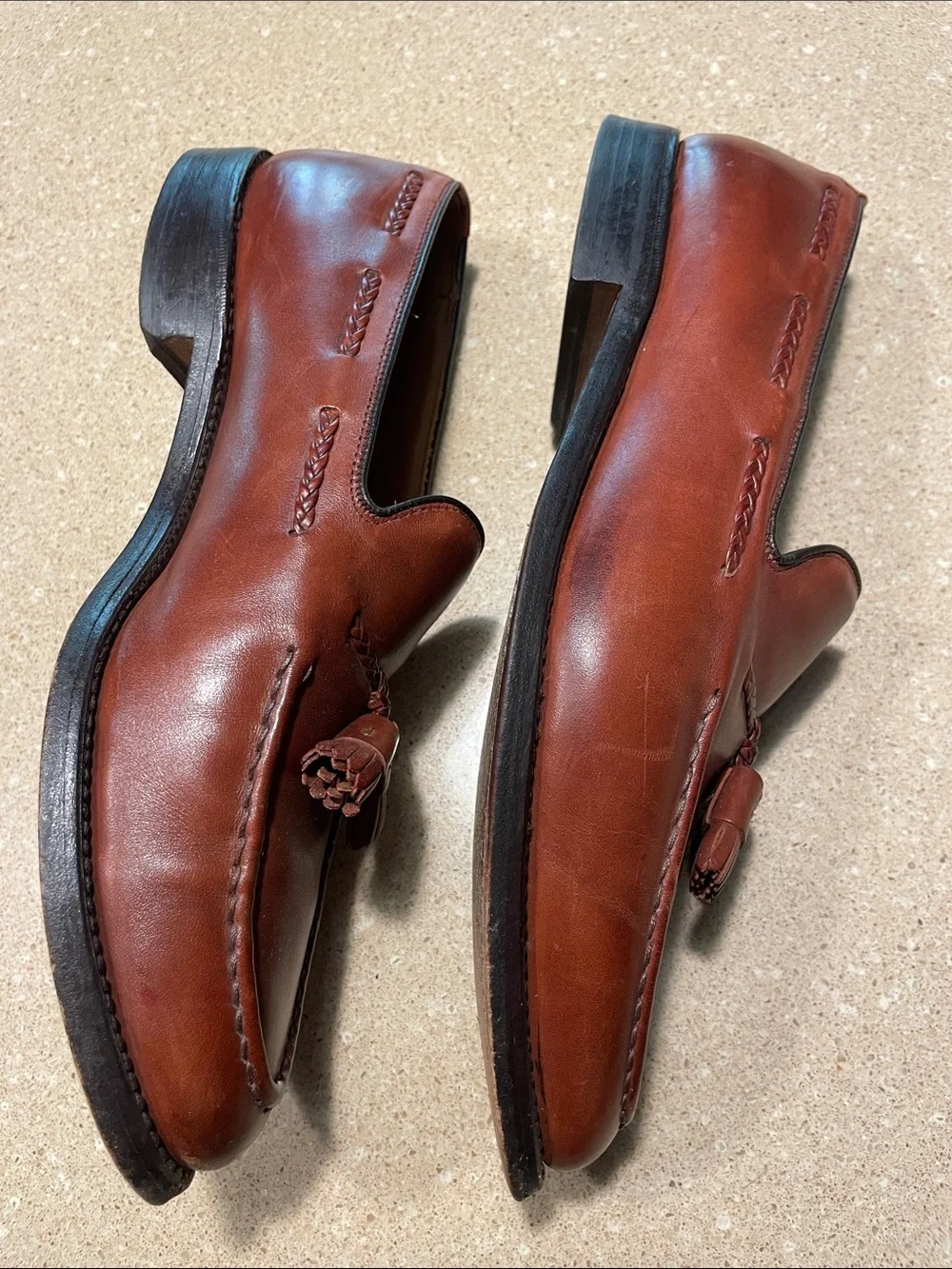 Allen Edmonds Cognac Leather Tassel Loafers - Men